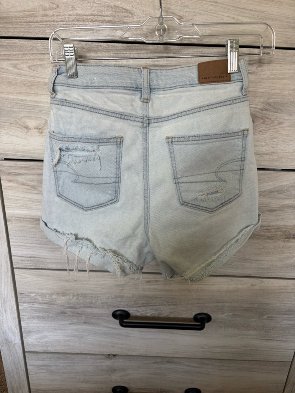 American Eagle Outfitters Light Blue Ripped Denim Shorts - Picture 3 of 5
